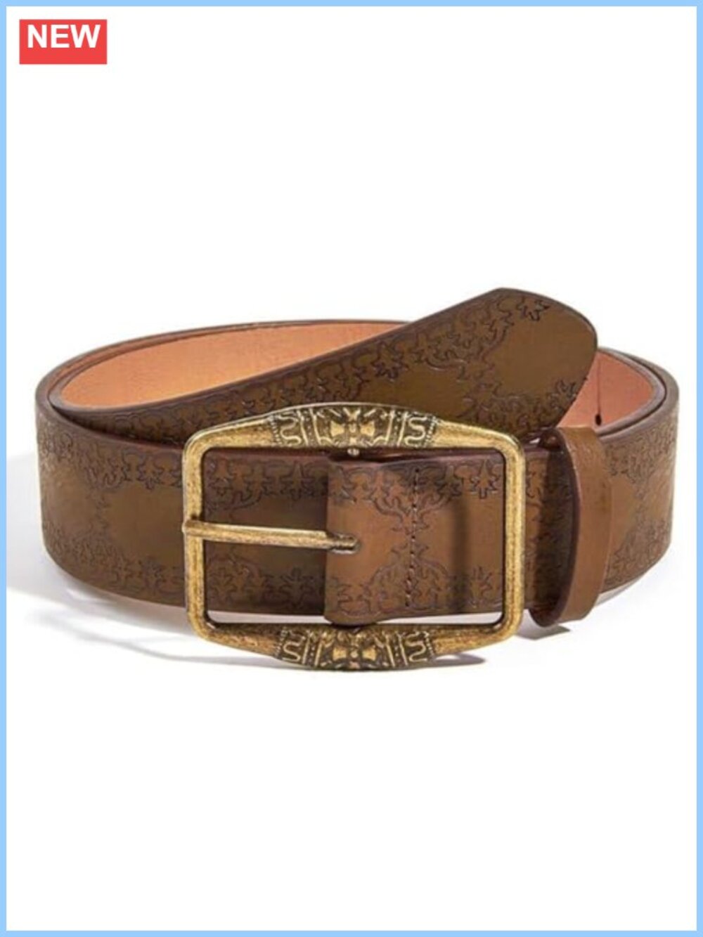 Faux Leather Western Belt Vintage Metal Buckle Country Cowboy Cowgirl